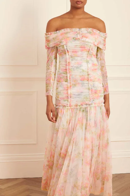 New Deals Immortal Rose Rouched Off-Shoulder Gown
