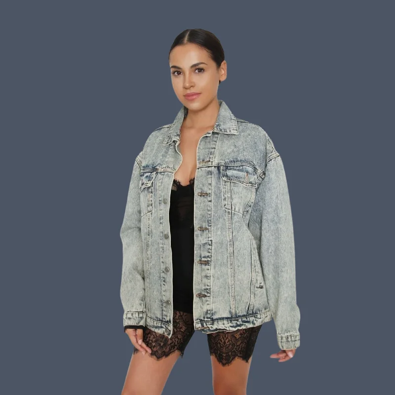 TIC TOC - Oversized Denim Jacket - Acid Blue Trucker