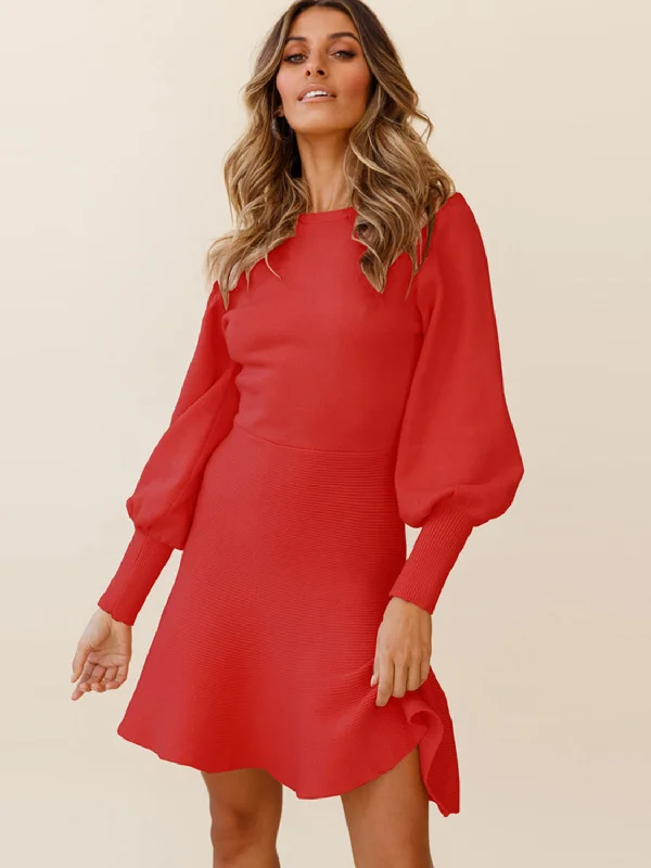 Inventory Reduction LANTERN SLEEVE CADUAL SWEATER DRESS