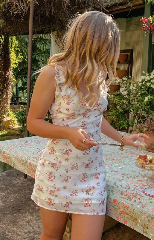 Overstock Albie White Floral Mini Dress