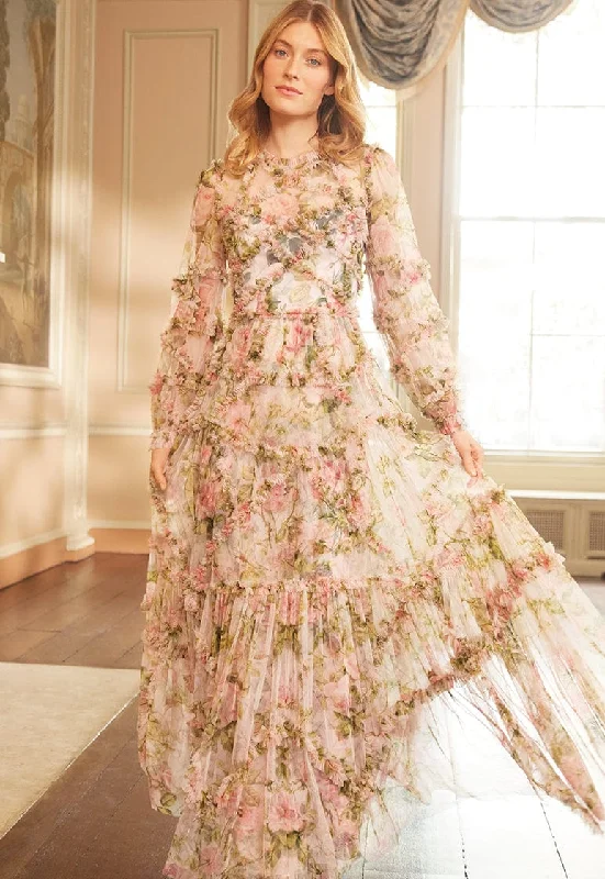 Shop and Save English Rose Diamond Ruffle Gown