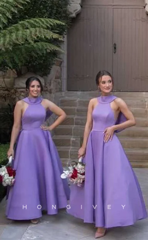 Act Fast HB042 - Sexy Satin A-Line High Neck Empire Floor-Length Prom Party Bridesmaid Dress Act Fast HB042 - Sexy Satin A-Line High Neck Empire Floor-Length Prom Party Bridesmaid Dress
