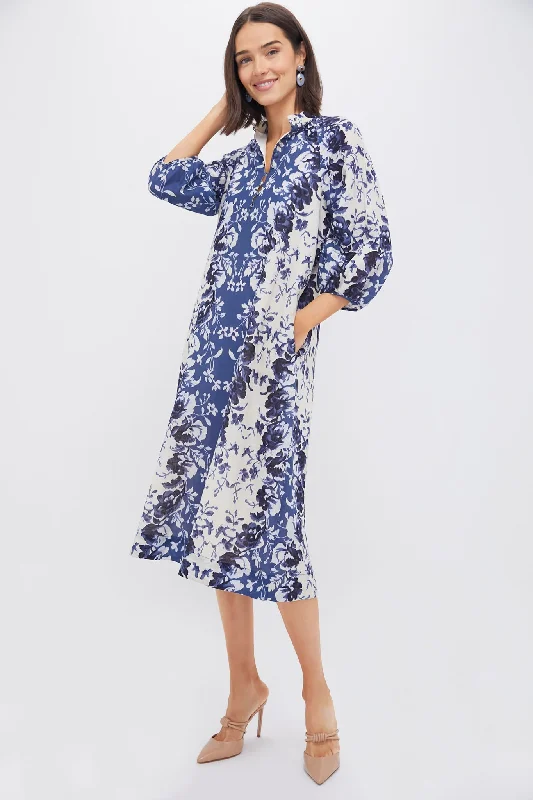 Indigo Reflection Cotton Linen Maryse Caftan