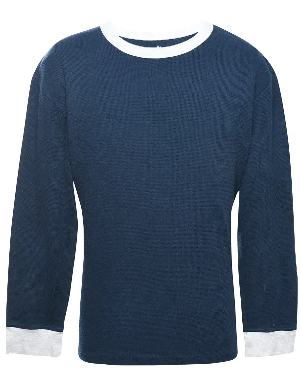 Year-End Sale Navy Plain T-shirt - L