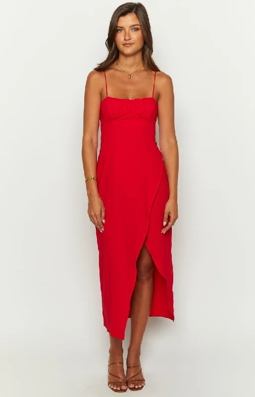 Steals and Deals Kirrily Red Midi Dress