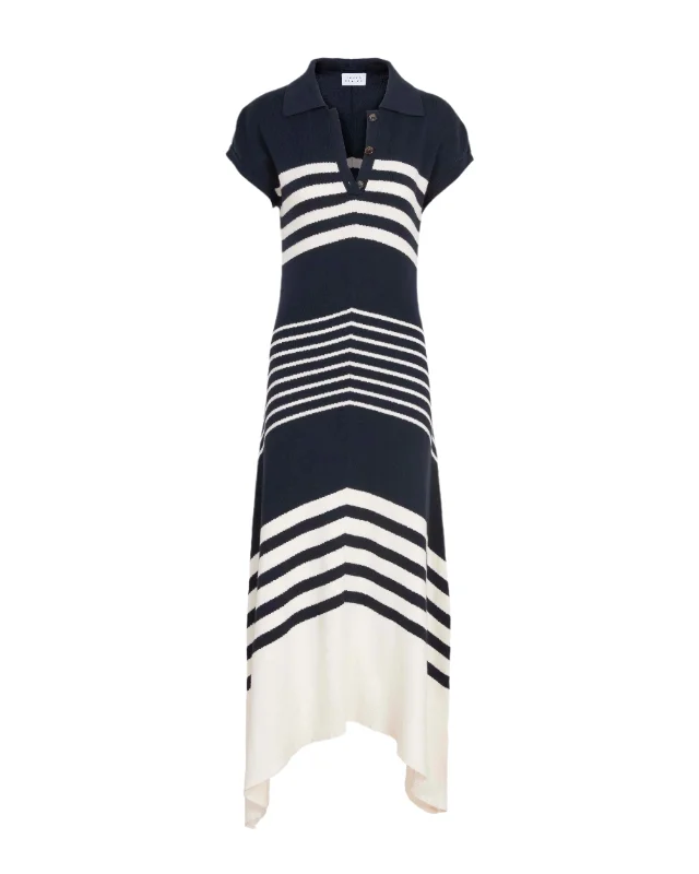 New Arrival Blaine Knit Dress in Maritime Blue & Cream