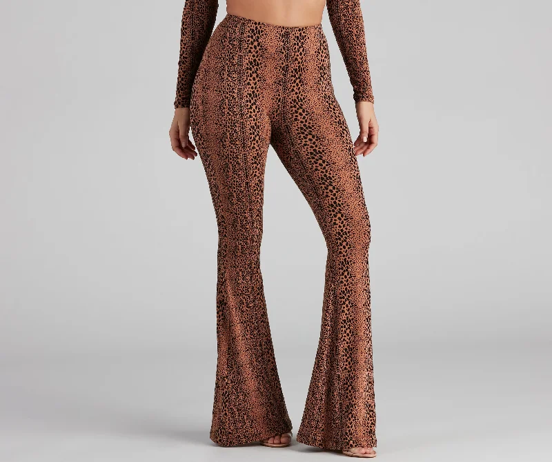 Leopard Spots High Rise Flare Pants