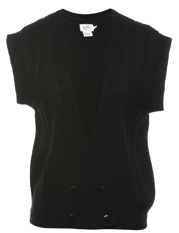 Clearance Event Black Cable Knit Vest - S
