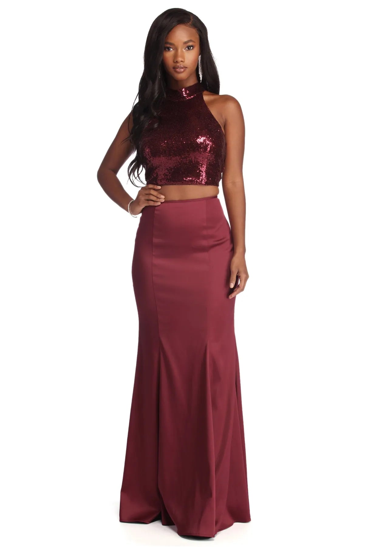 Ophelia Formal Sequin Two Piece Dress