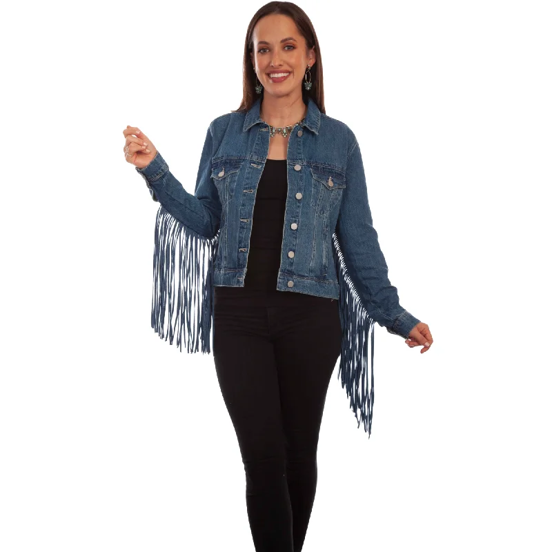 New Markdowns Scully Ladies Denim & Fringe Jackets HC711-DEN