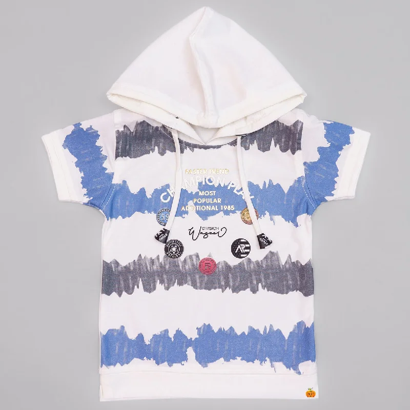 Unmissable Offer Cream & Navy Blue Hoodie Boys T-shirt