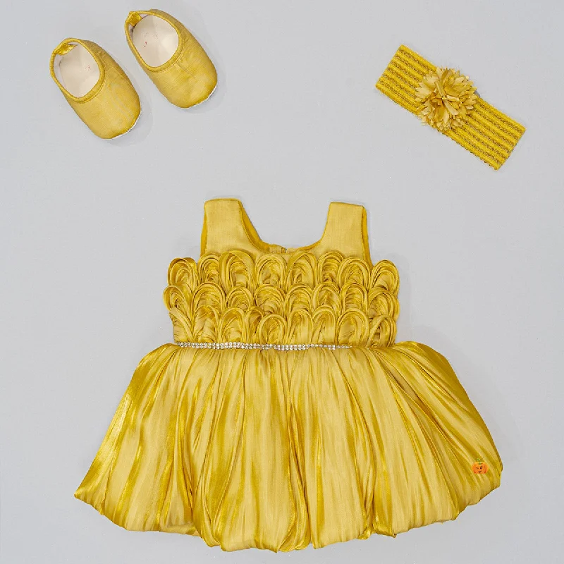 Blowout Sale Yellow & Fawn Frock for Baby Girl