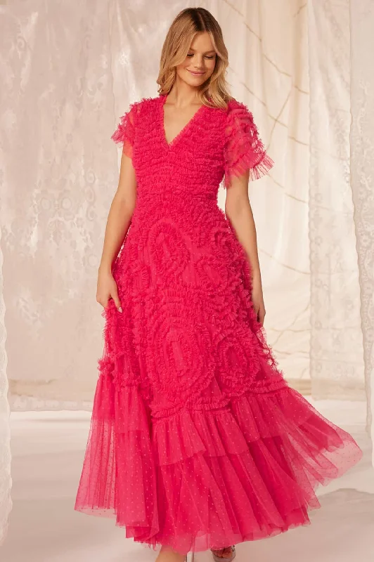 Year-End Clearance Verity Ruffle V-Neck Gown