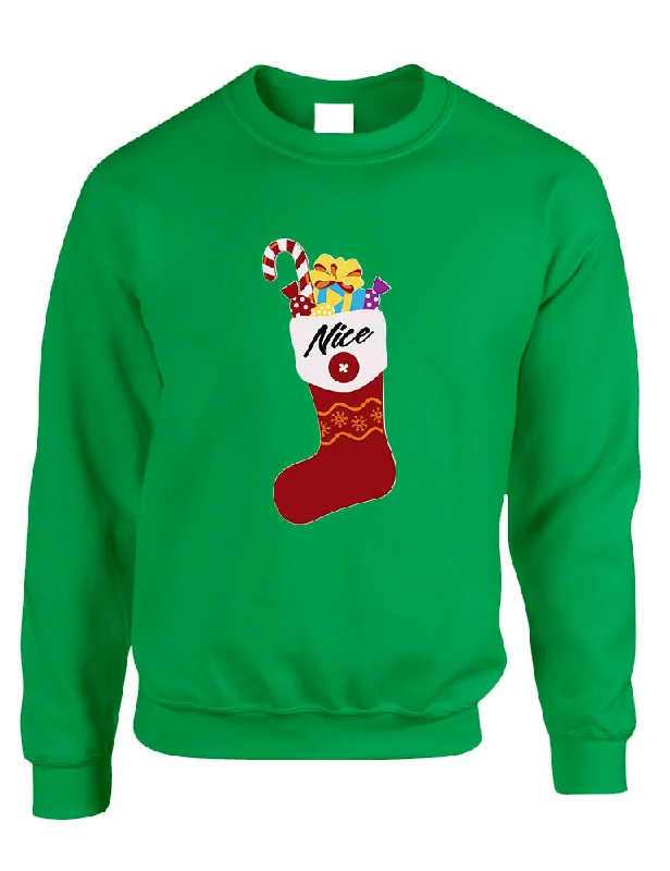 Now or Never Adult Sweatshirt Nice Xmas Ugly Socks Graphic Funny Holiday Gift