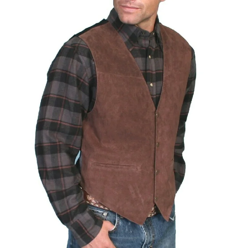 Special Promotion Scully Men's Espresso Boar Suede Snap Front Vest 504-67