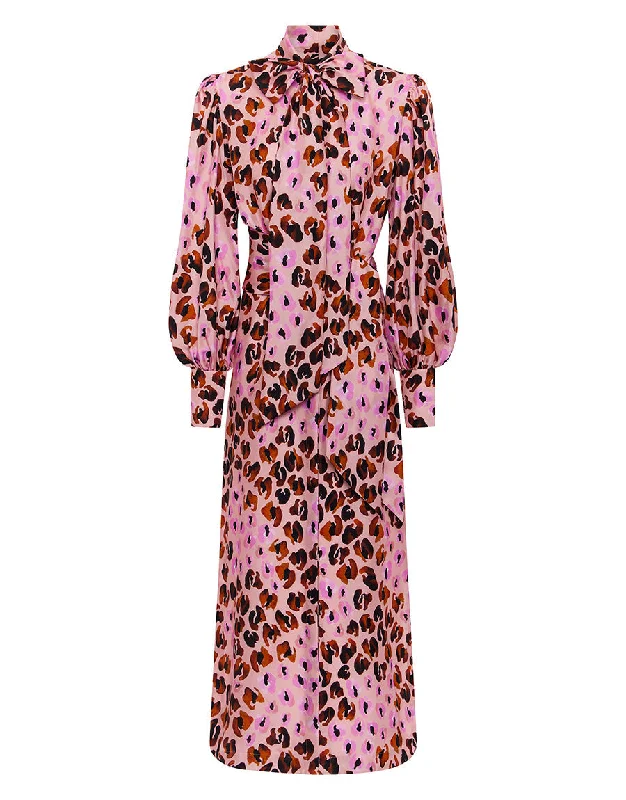 Mega Sale Dakota Twill Midi Dress in Leo Pink