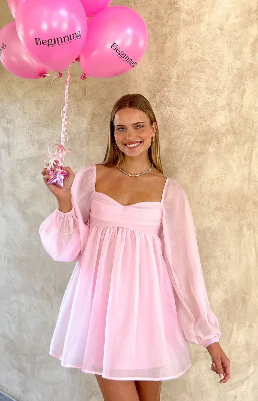 Sneak Peek Sale Narla Pink Long Sleeve Mini Dress