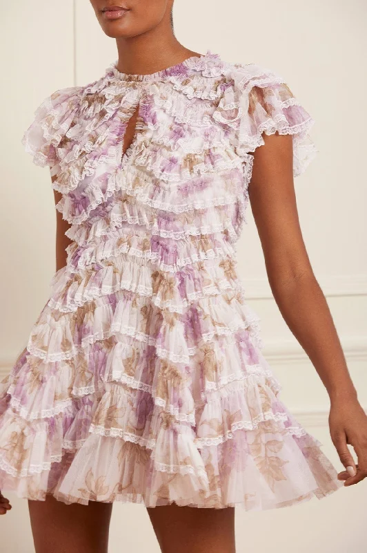 Special Price Wisteria Ruffle Lace Micro Mini Dress