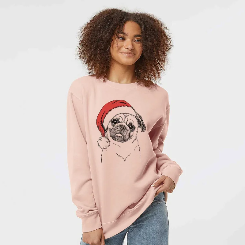 Markdown Madness Santa Macy the Pug - Unisex Pigment Dyed Crew Sweatshirt