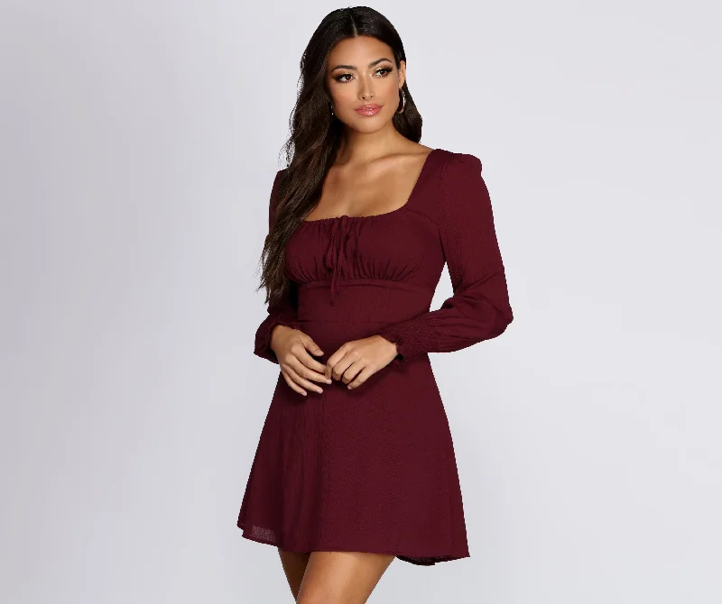 Long Sleeve Peasant Mini Dress