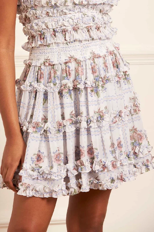 Lowest Price Tiled Blooms Chiffon Smocked Micro Mini Skirt
