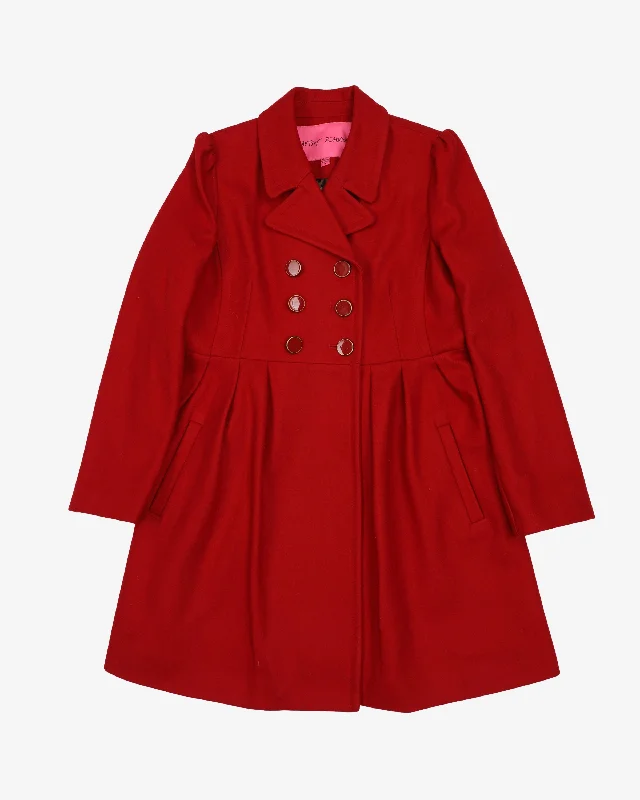 Betsey Johnson Red Wool Overcoat -