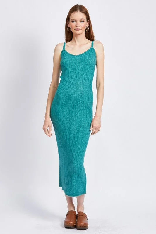 Don't Wait SPAGHETTI STRAP BODYCON MIDI DRESS