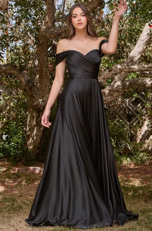 Deal Explosion BLACK A-LINE SATIN GOWN