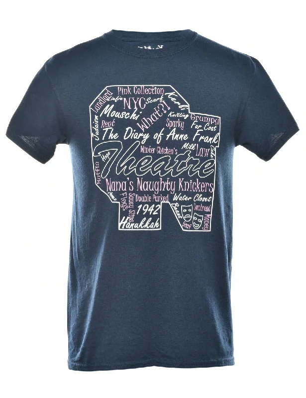 Shop and Save Navy Printed T-shirt - S