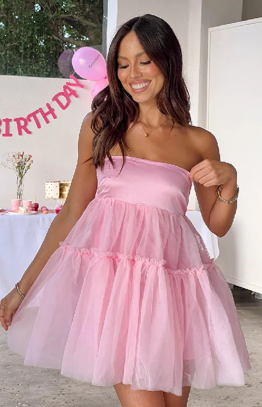 Steals and Deals Abigail Pink Strapless Mini Dress