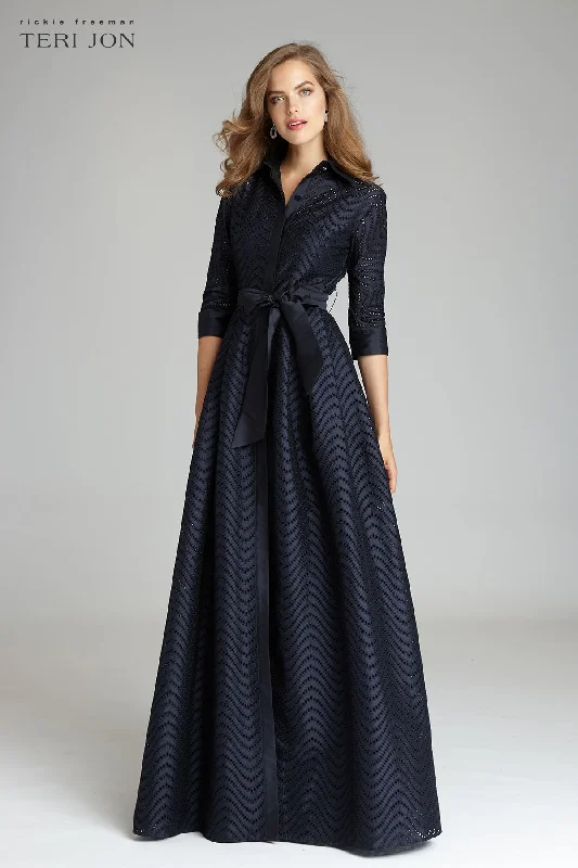 Clearance Sale Shirt Waist Taffeta Chevron Pattern Eyelet Gown