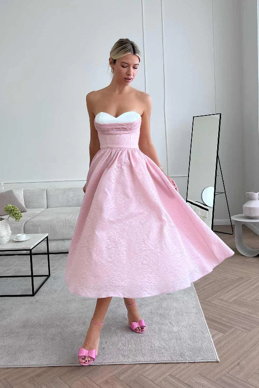 Steals and Deals Jacquard Draped Bodice Gypsy Midi Dress