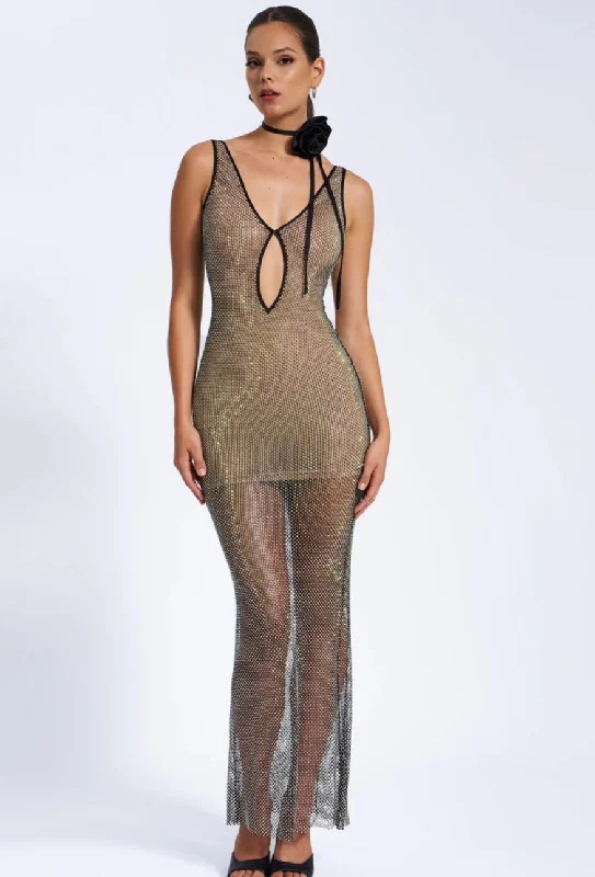 Take Advantage QUAY MESH RHINESTONE MAXI DRESS