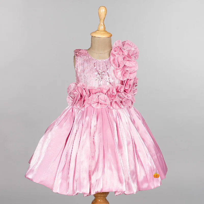 While Supplies Last Pink & Rama Frilly Floral Girls Frock