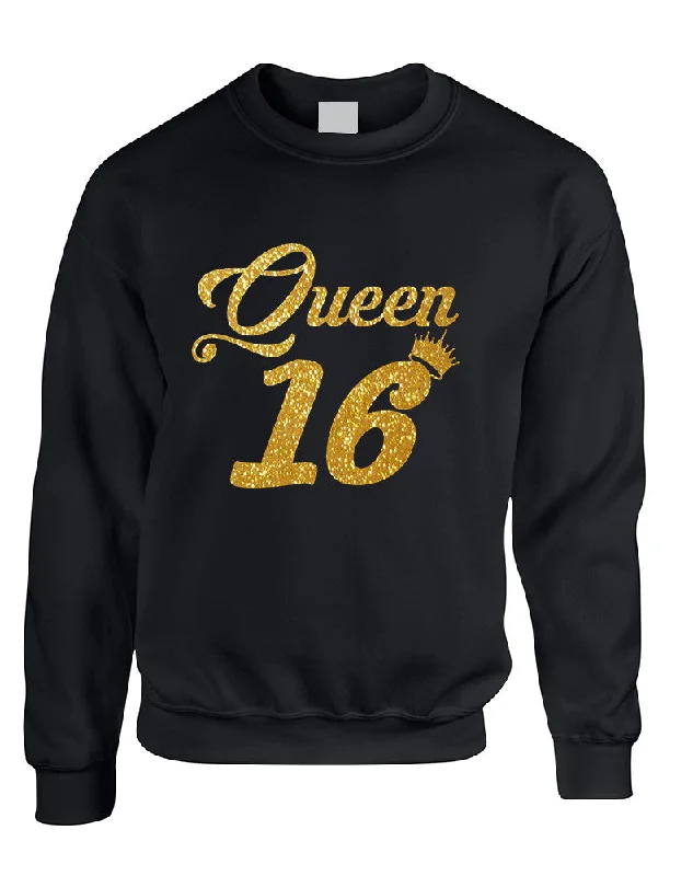 Special Savings Adult Sweatshirt Queen 16 Glitter Gold Sweet Sixteen Bday
