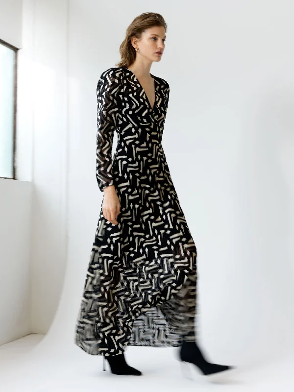 Grand Opening Sale Diandra Satin Devore Maxi Dress