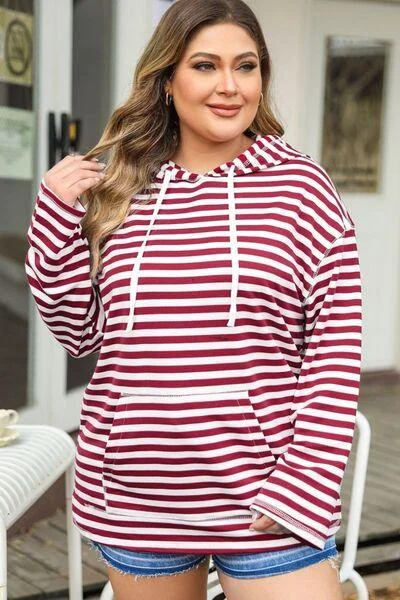 Plus Size Striped Hoodie