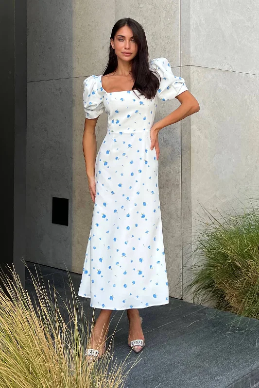 Epic Deals Godet Silhouette Square Neck Midi Dress
