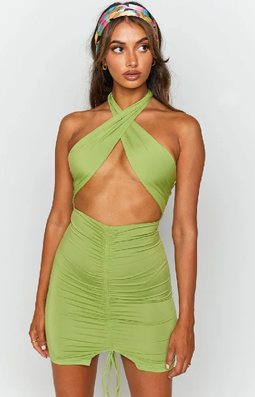 Mega Deal Mia Cross Neck Dress Green
