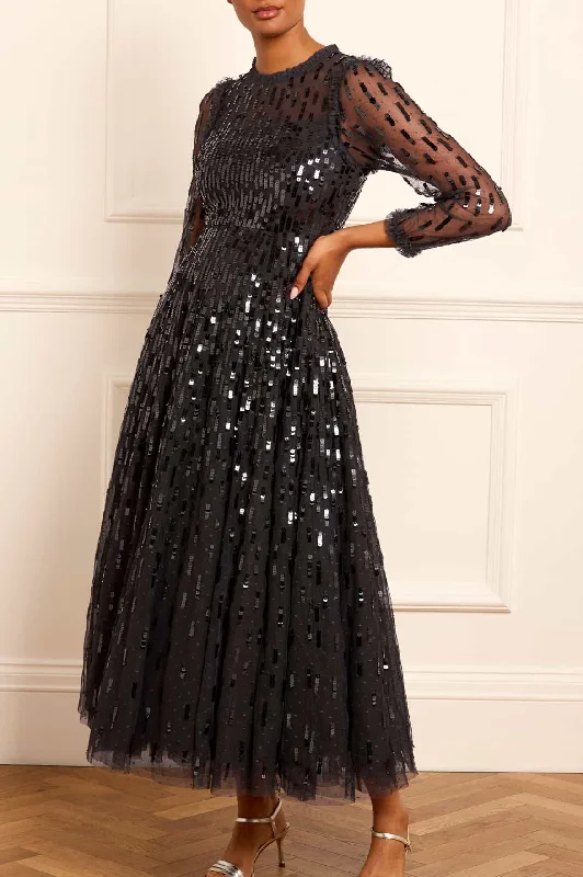 Best Bargains Sequin Dash Long Sleeve Gown