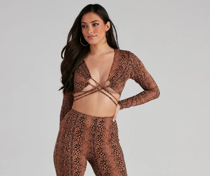 Leopard Spots Strappy Crop Top