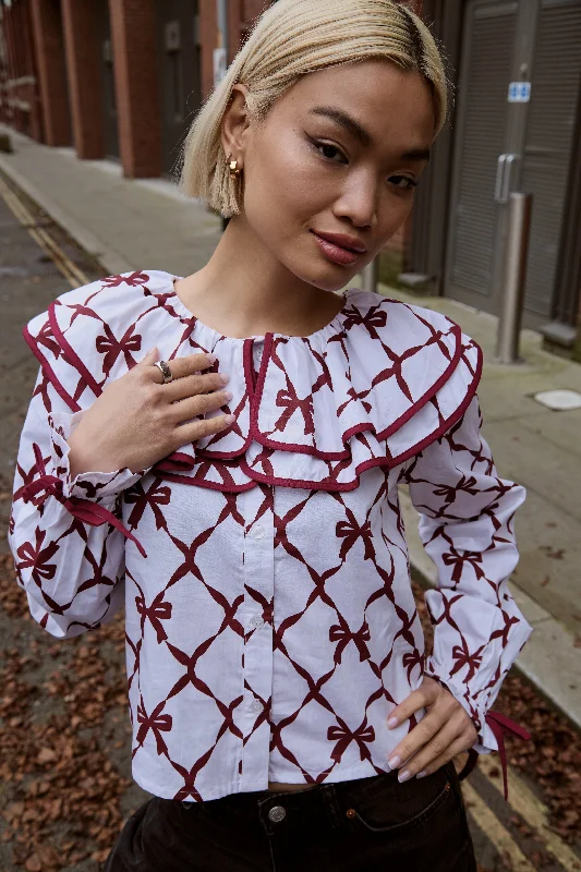 Price Buster Harlequin Bow Print Blouse