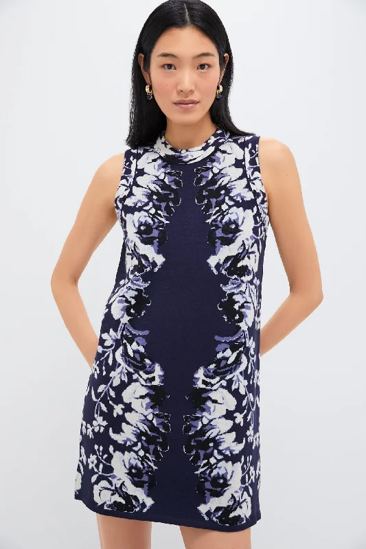 Indigo Reflection Knit Jacquard Marie Dress