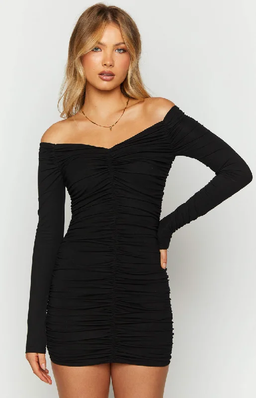 Limited Time Solene Black Long Sleeve Mini Dress