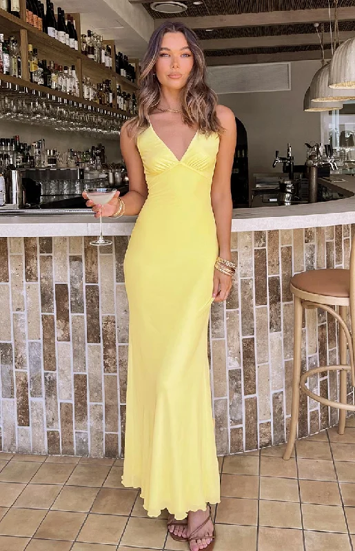 Super Sale Sunflower Yellow Mesh Maxi Dress