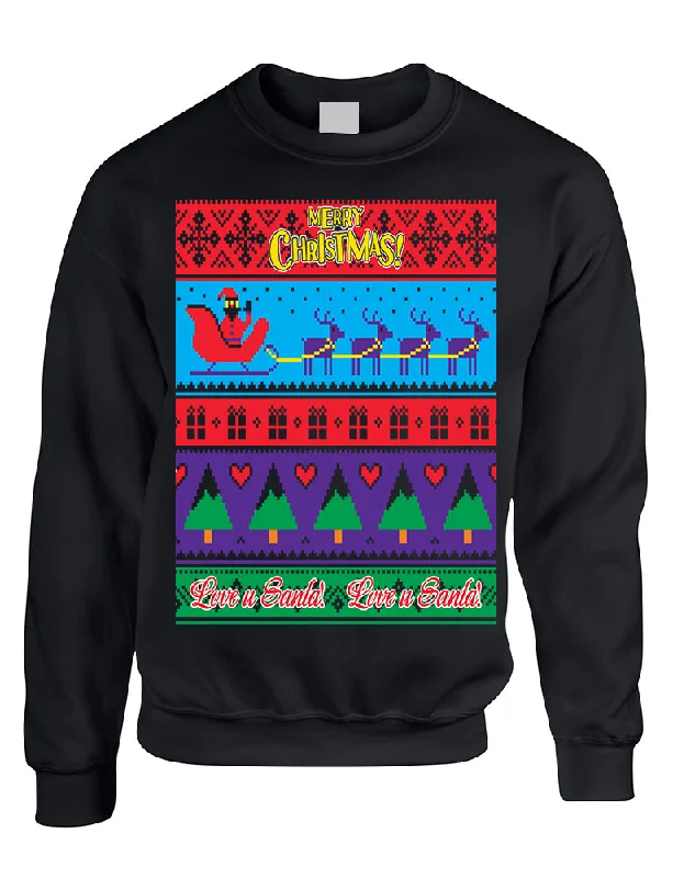 Super Sale Adult Sweatshirt Love U Santa Merry Ugly Christmas Top Cool Gift
