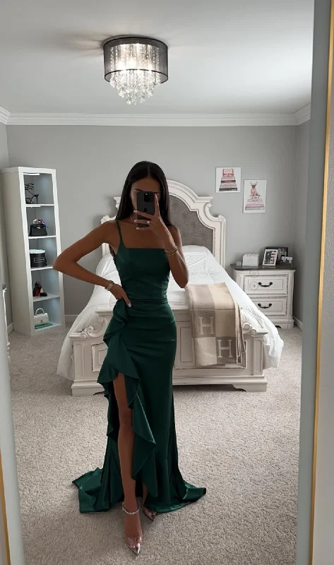Massive Deals FITTED SATIN RUFFLE DRESS
