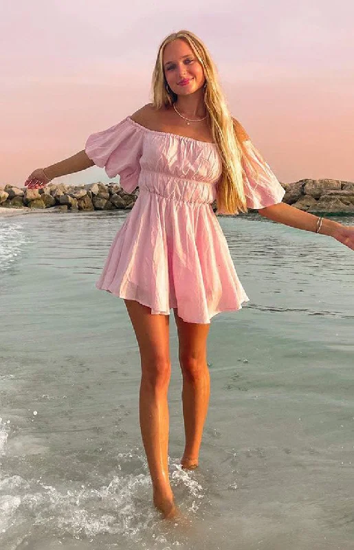 Best Bargains Paradise Puff Sleeve Dress Pink