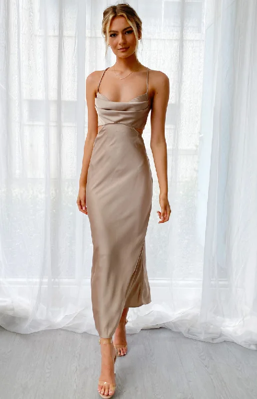 Price Blitz Taleah Cut Out Maxi Dress Mocha