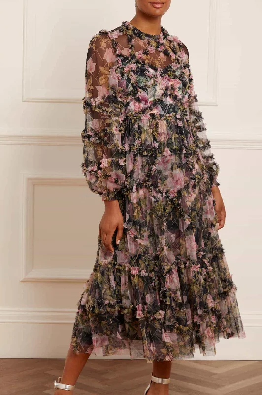 Major Savings English Rose Diamond Ruffle Ballerina Dress
